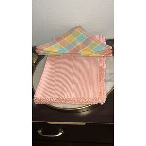 PARK B SMITH 4 PLACEMATS Pink 4 Plaid Napkins Pastel VINTAGE 100% Cotton India